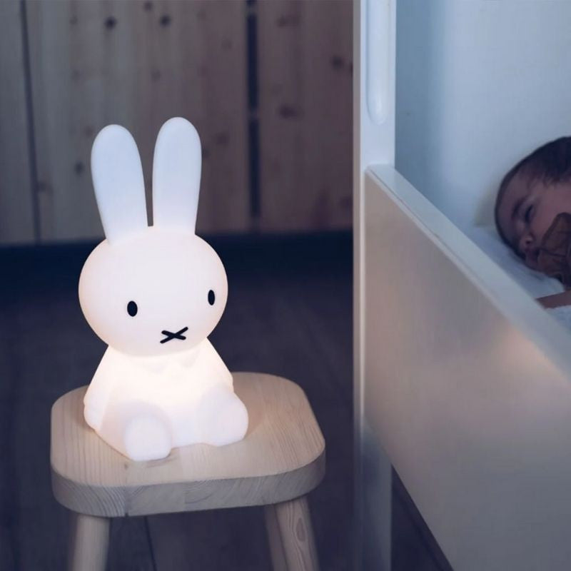 White illuminated rabbit decorative figure with long ears
