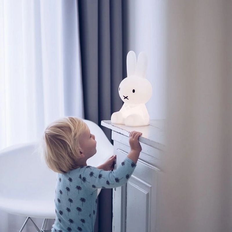 White illuminated rabbit decorative figure with long ears