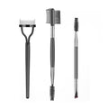 Black dual-ended lash and brow brush with spoolie and angled makeup brush