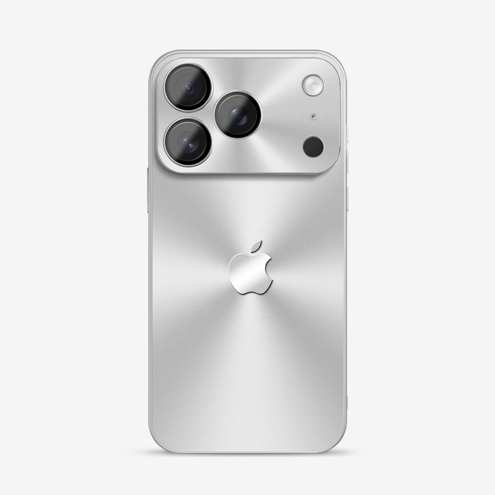 Slim silver iPhone case with rear camera cutout and side button covers