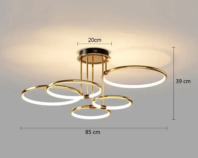 Modern LED ceiling light with four circular geometric rings