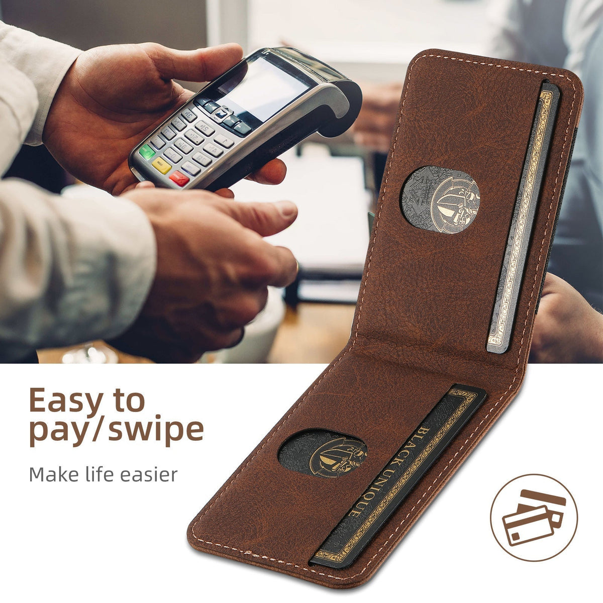 Phone case and matching card holder with textured finish