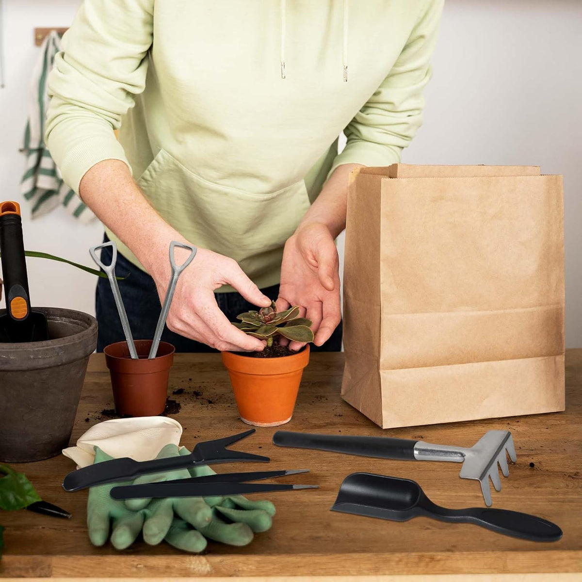 12-in-1 succulent gardening tool set with storage bag