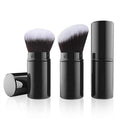Black portable kabuki makeup brush with protective cap