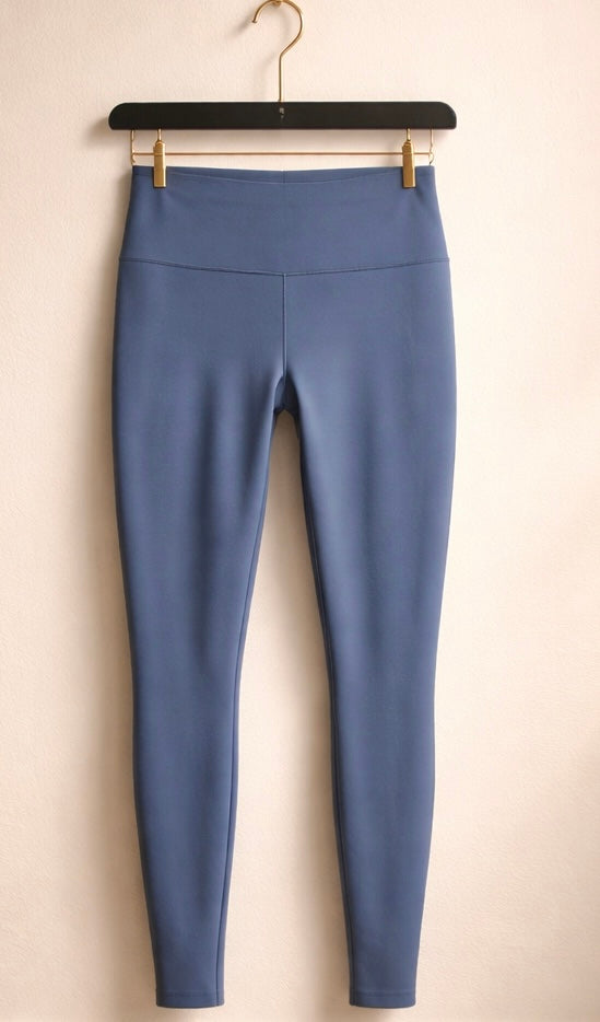 Blue high-waisted full-length seamless leggings