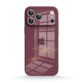 Glossy burgundy iPhone case with raised camera surround and separate lens cutouts