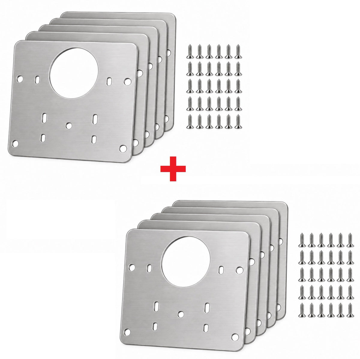 Silver metal furniture hinge repair plates with matching screws