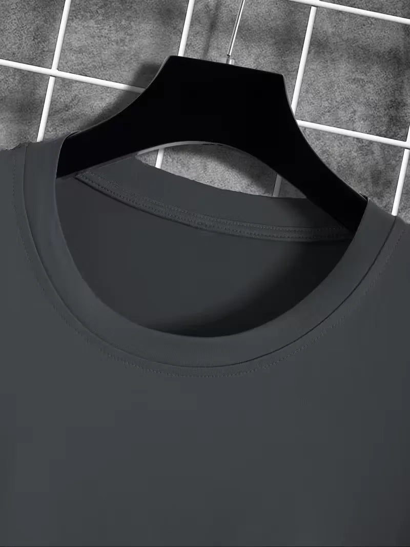Long sleeve crew neck top with white script lettering on the sleeves