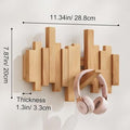 Piano-design wall mounted wooden coat rack with foldable hooks