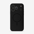 Black iPhone case with triple-camera cutout and circular rear ring detail