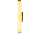 Cylindrical LED marble-patterned wall sconce with metal end caps