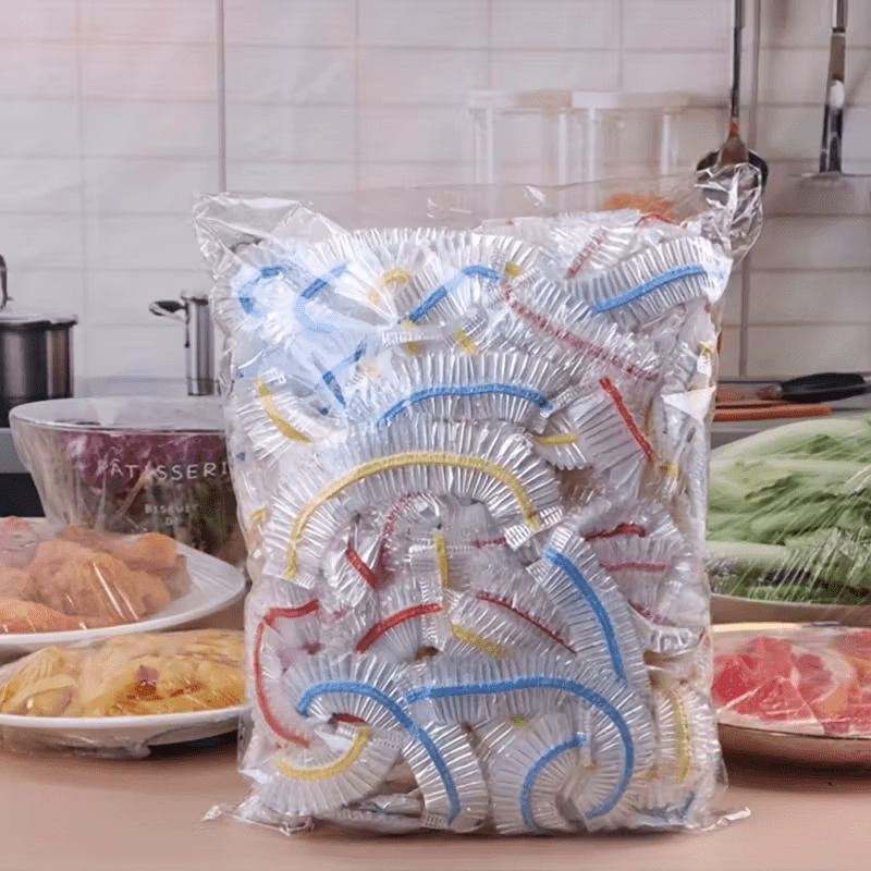Pack of elastic disposable food covers for bowls and plates