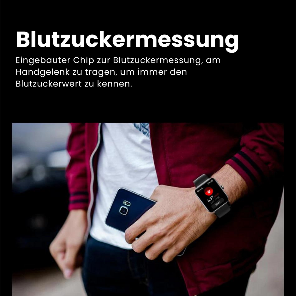 Digital smartwatch with fitness display and perforated wrist strap