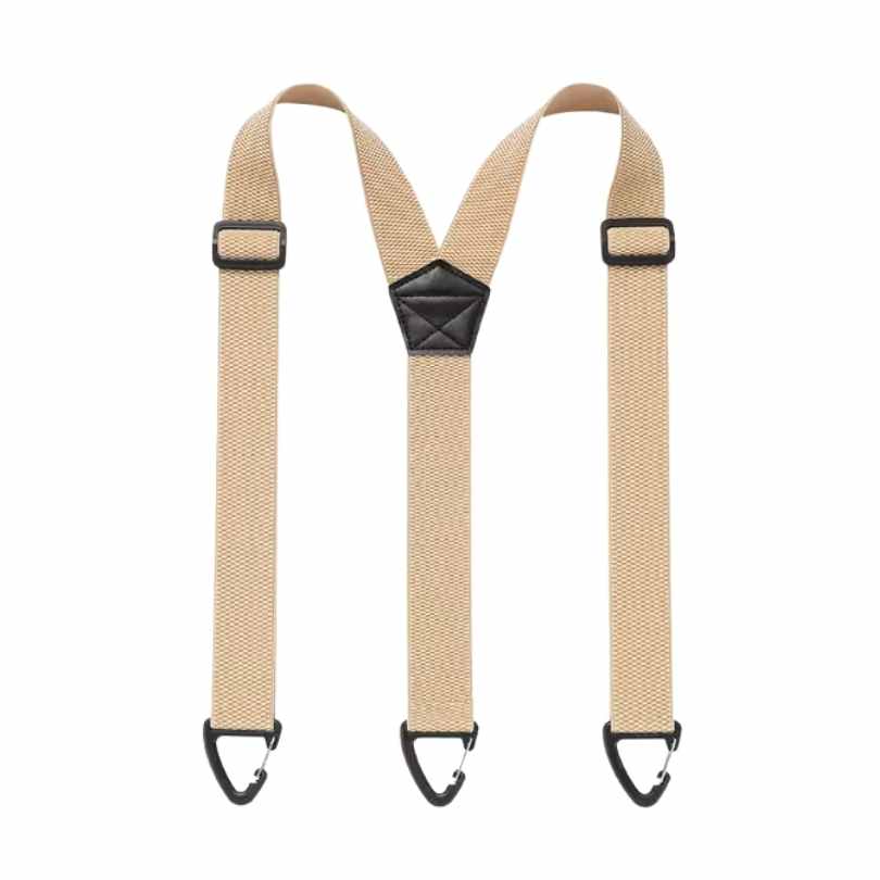 Adjustable clip-on suspenders with three straps and Y-back design