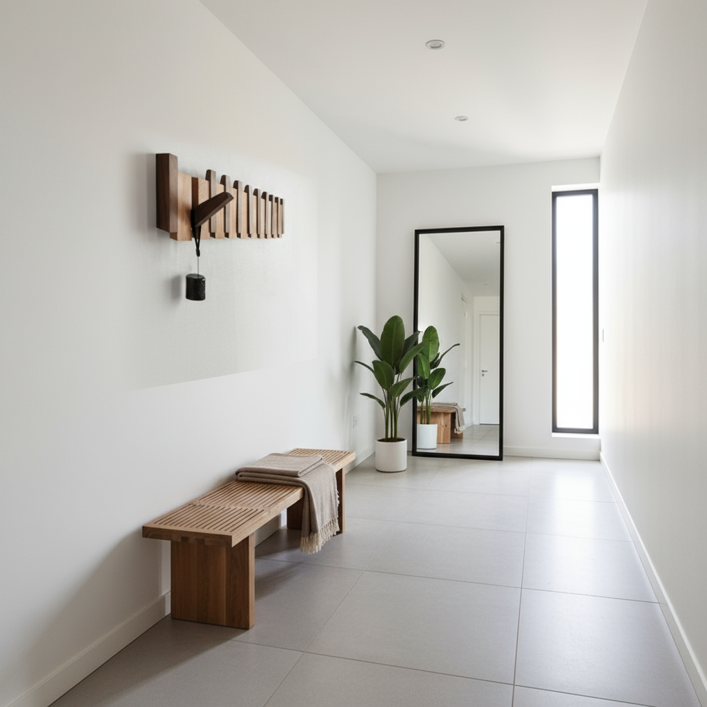 Wall-mounted solid wood coat rack with folding hooks