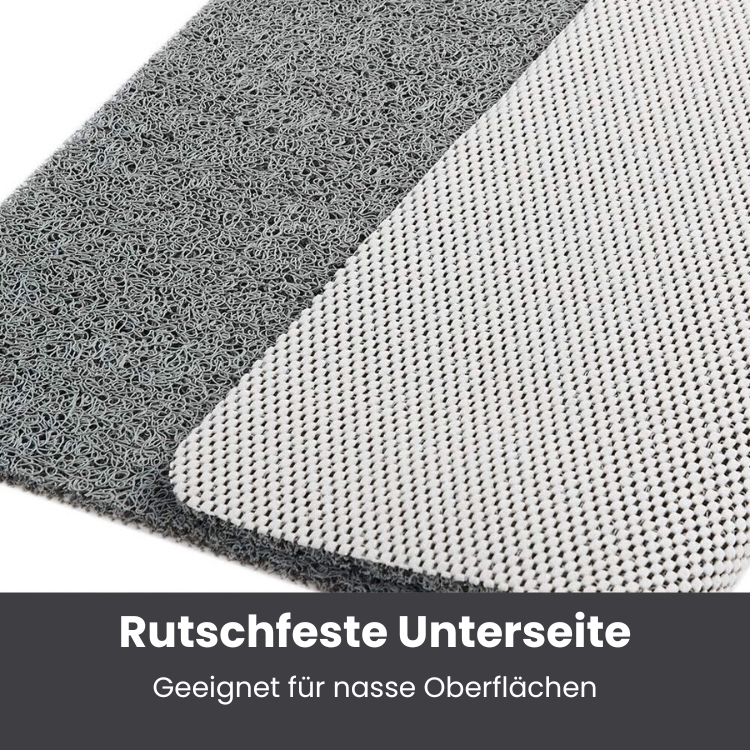 Textured non-slip shower mat beside a bathtub