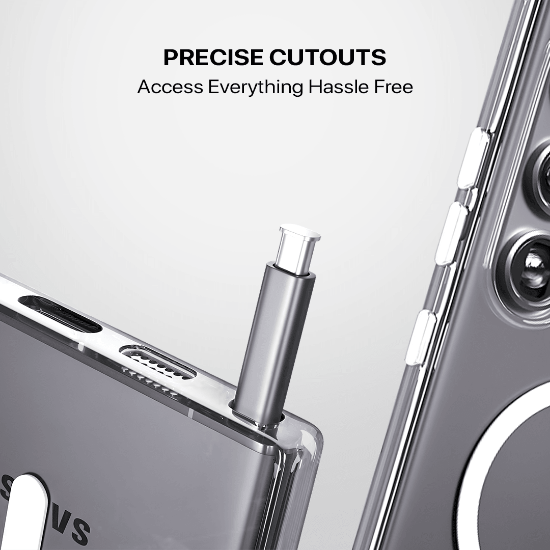 Clear MagSafe case fitted to a Samsung Galaxy S24 Ultra
