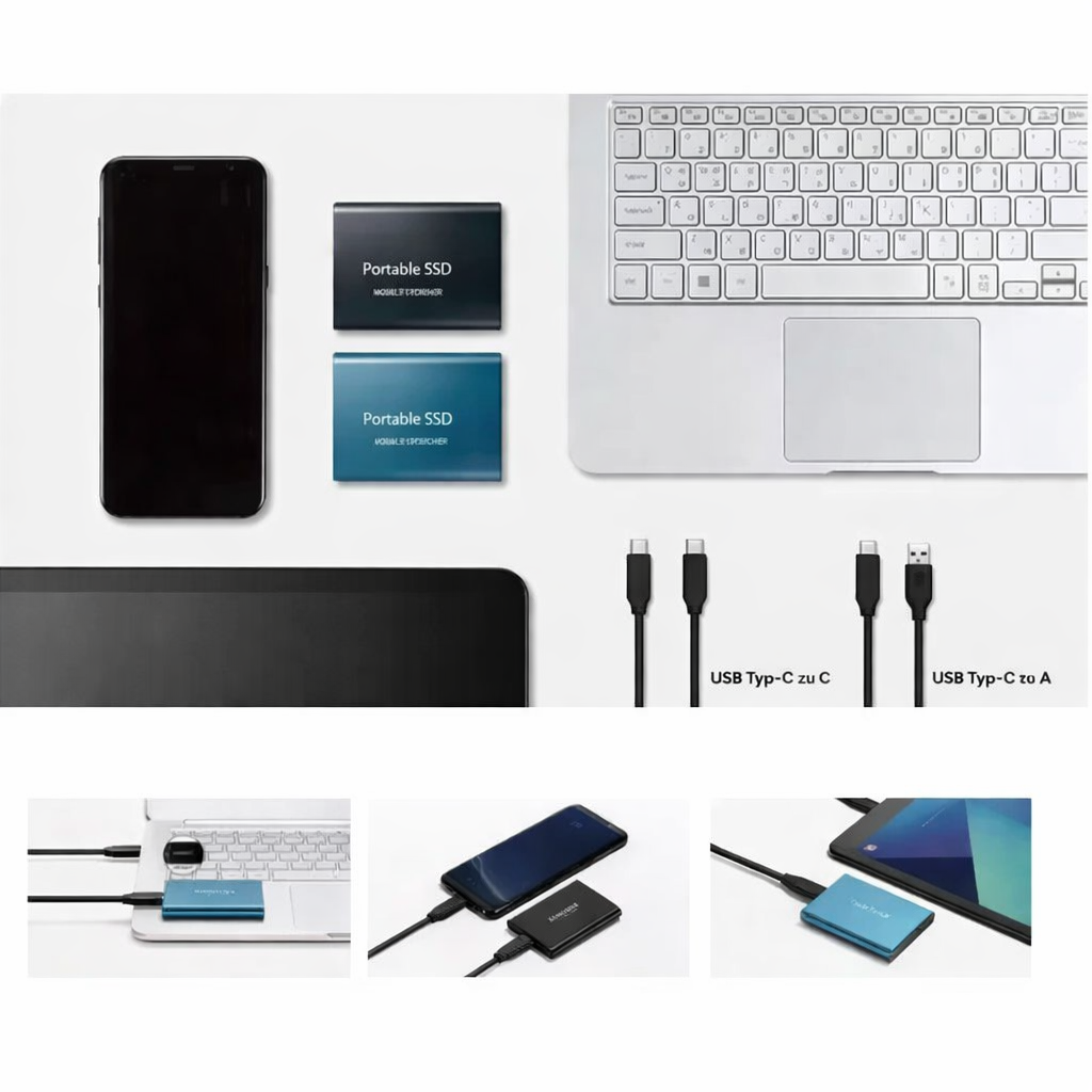 Portable 2TB SSD with USB-C cable