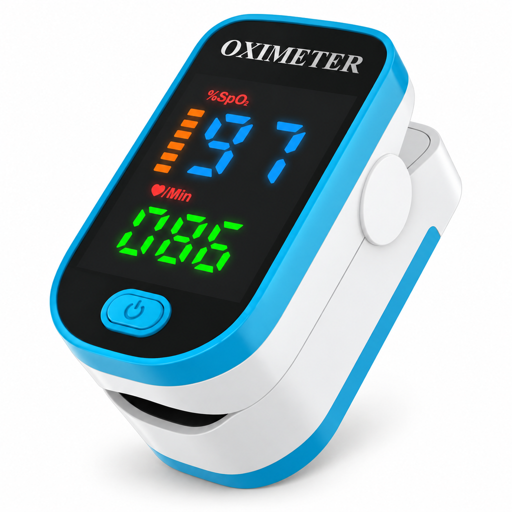 Portable finger pulse oximeter with digital LED display
