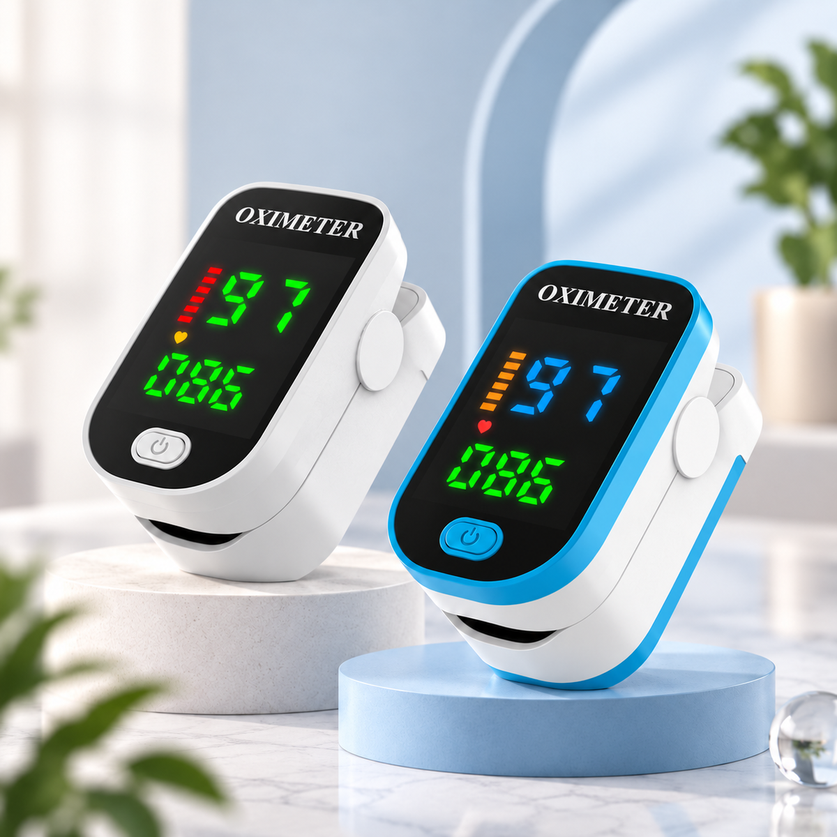 Portable finger pulse oximeter with digital LED display