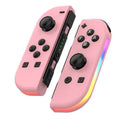 Wireless Nintendo Switch controller pair with joystick buttons and LED edge lighting