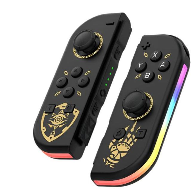 Wireless Nintendo Switch controller pair with joystick buttons and LED edge lighting
