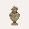 Gold resin Sacred Heart trinket box with ornate detailing and flame-shaped lid