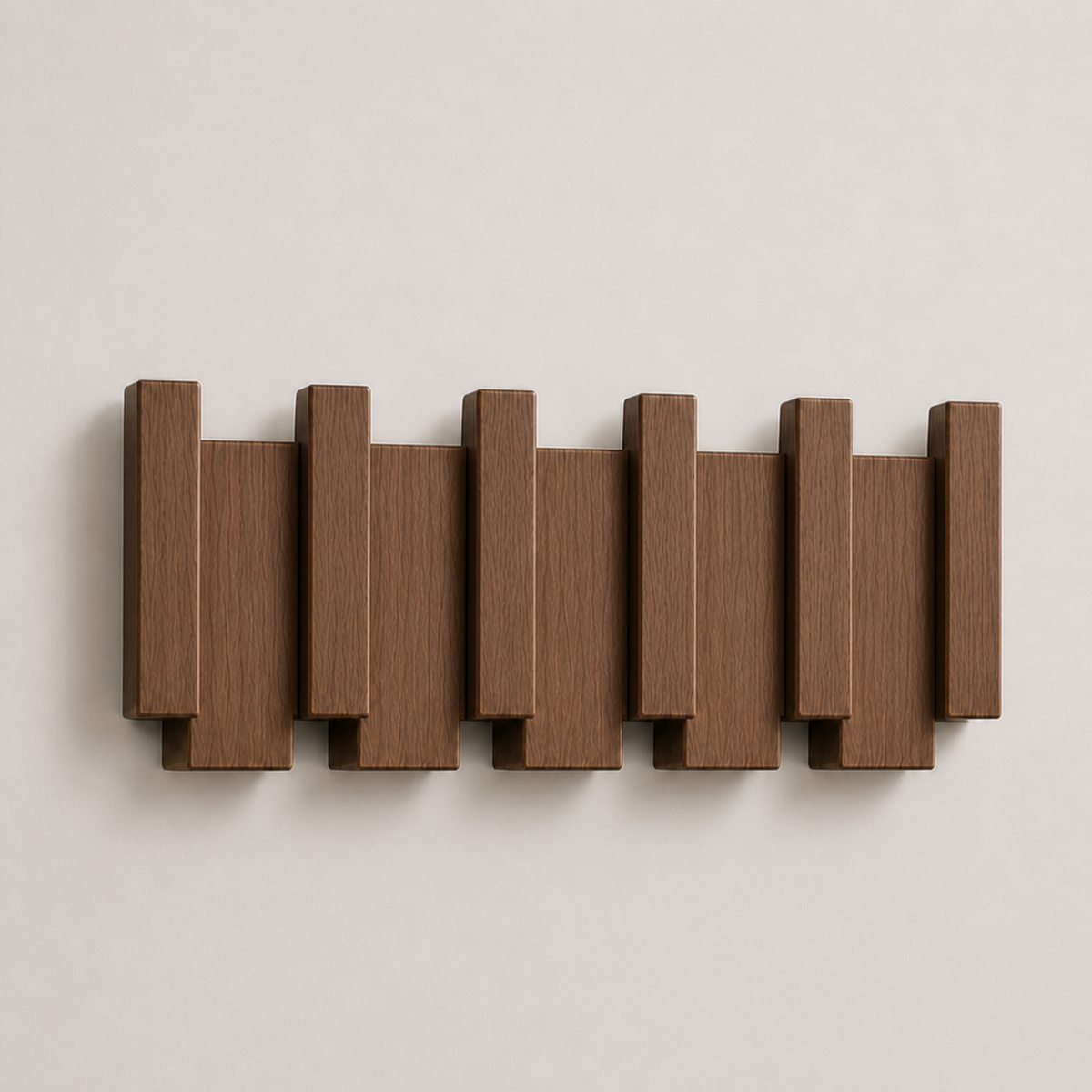Wall-mounted solid wood coat rack with folding hooks