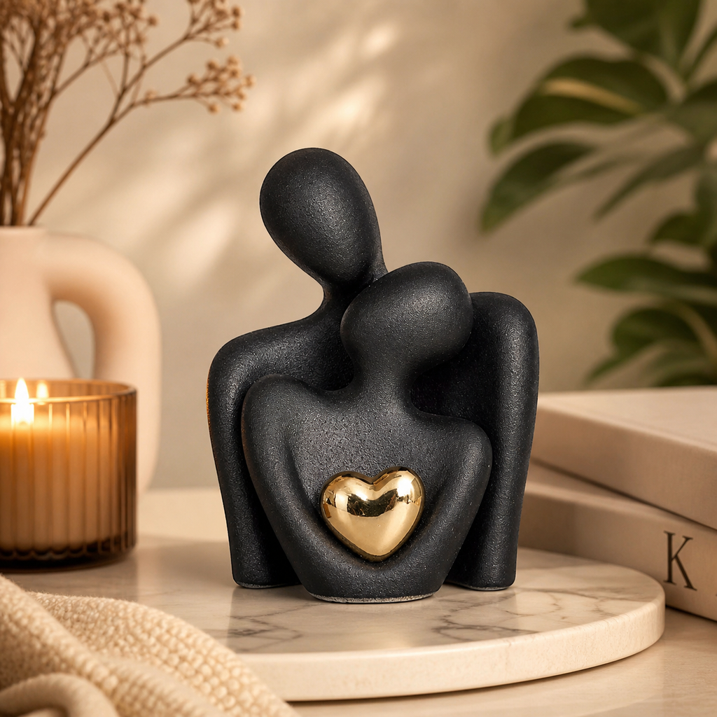 Ceramic couple figurine with a heart detail