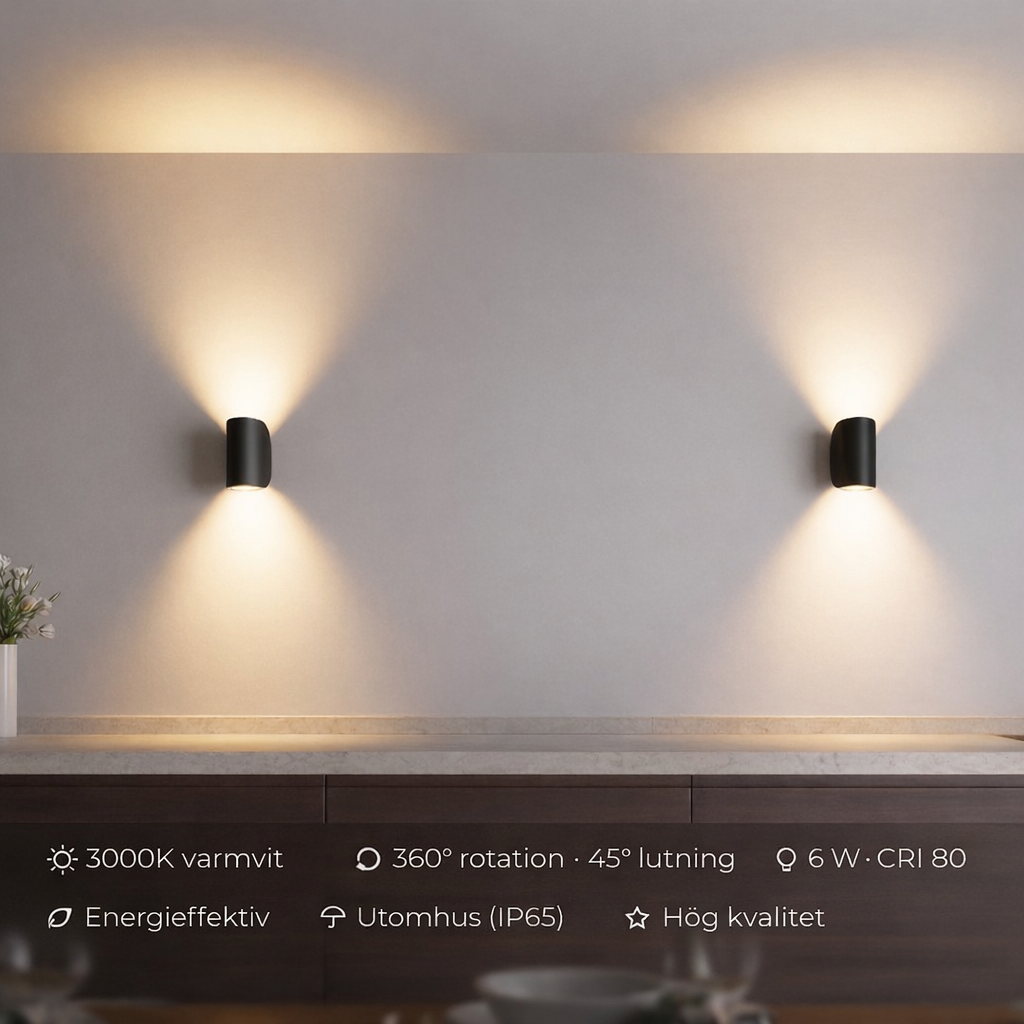 Adjustable LED wall light casting upward and downward beams