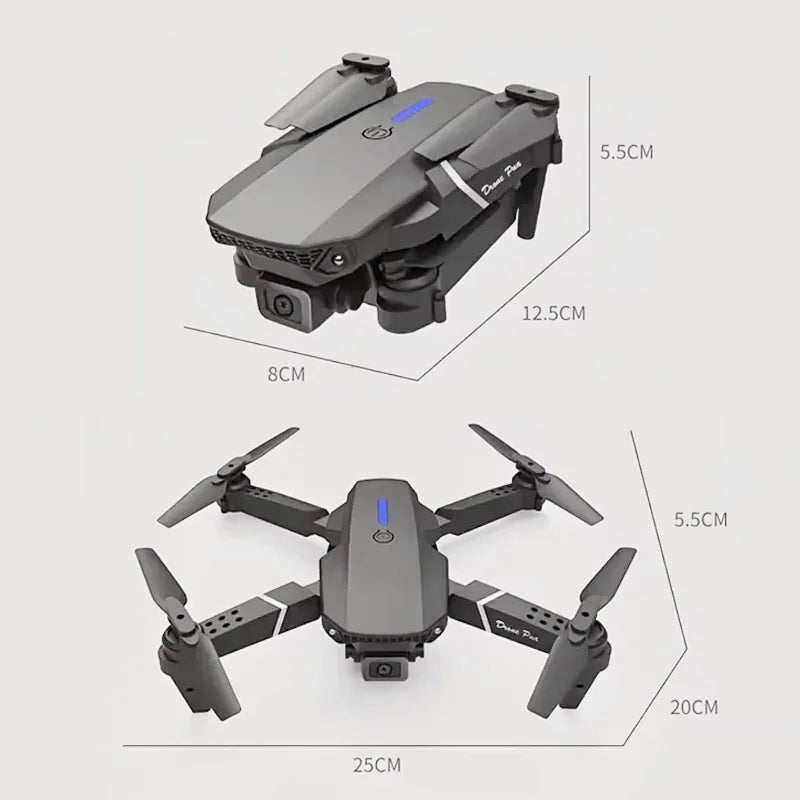Foldable mini drone with camera, remote controller, phone screen and carrying case