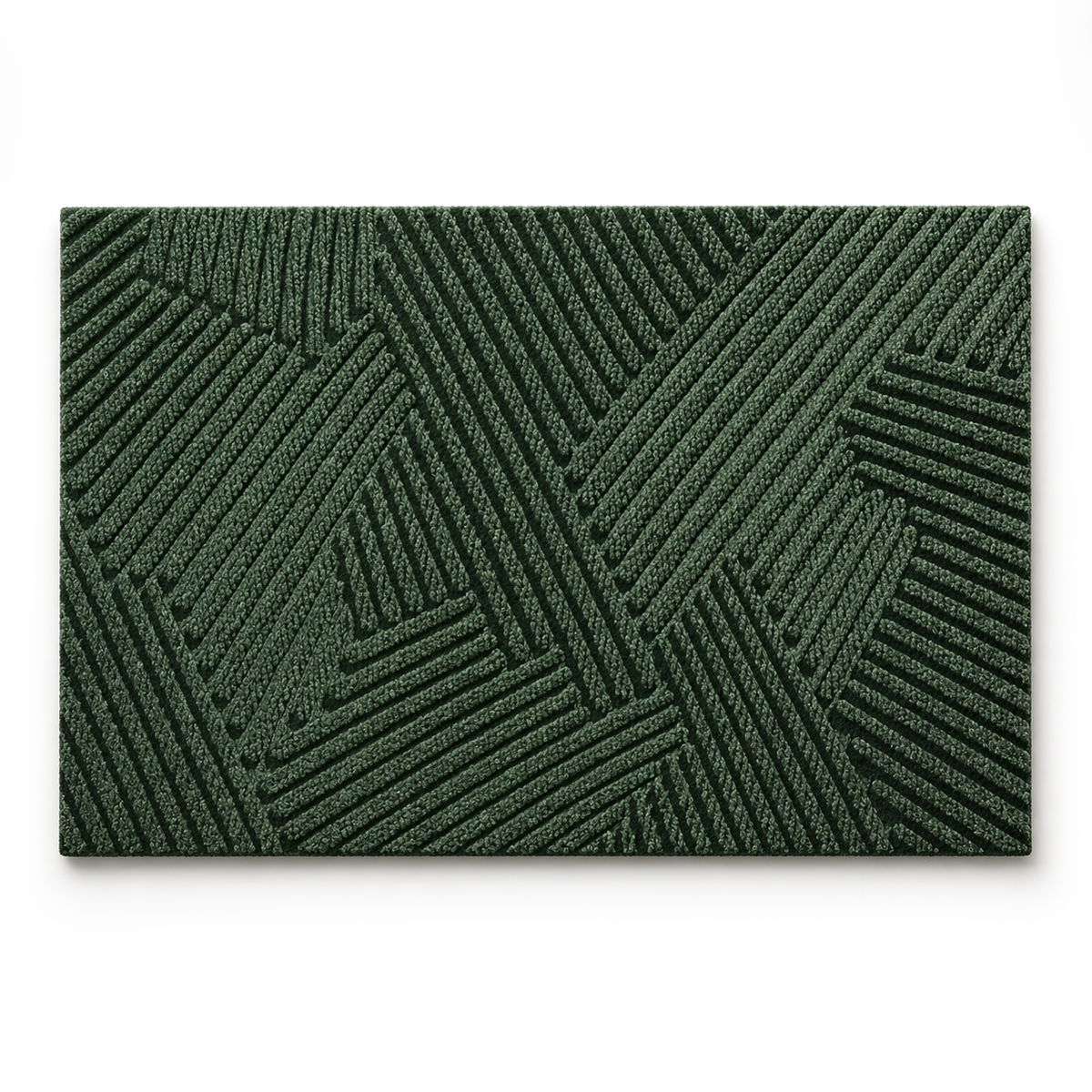 Rectangular textured geometric door mat with raised line pattern