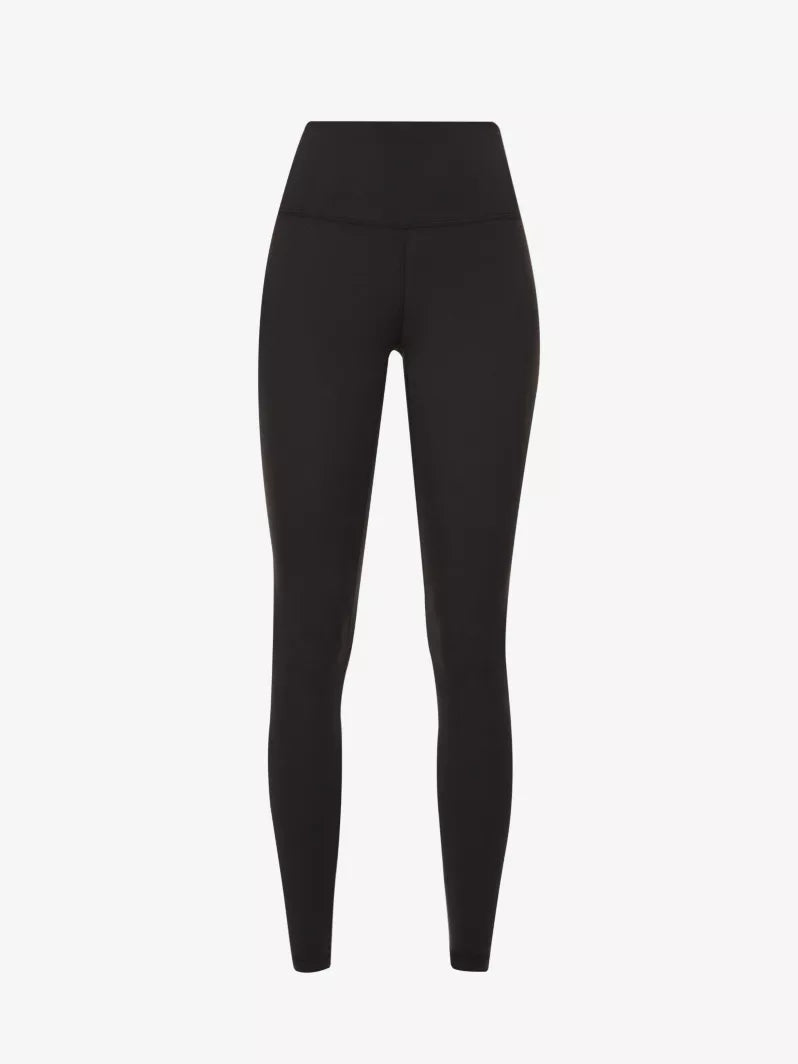 Black seamless full-length leggings with a high waistband