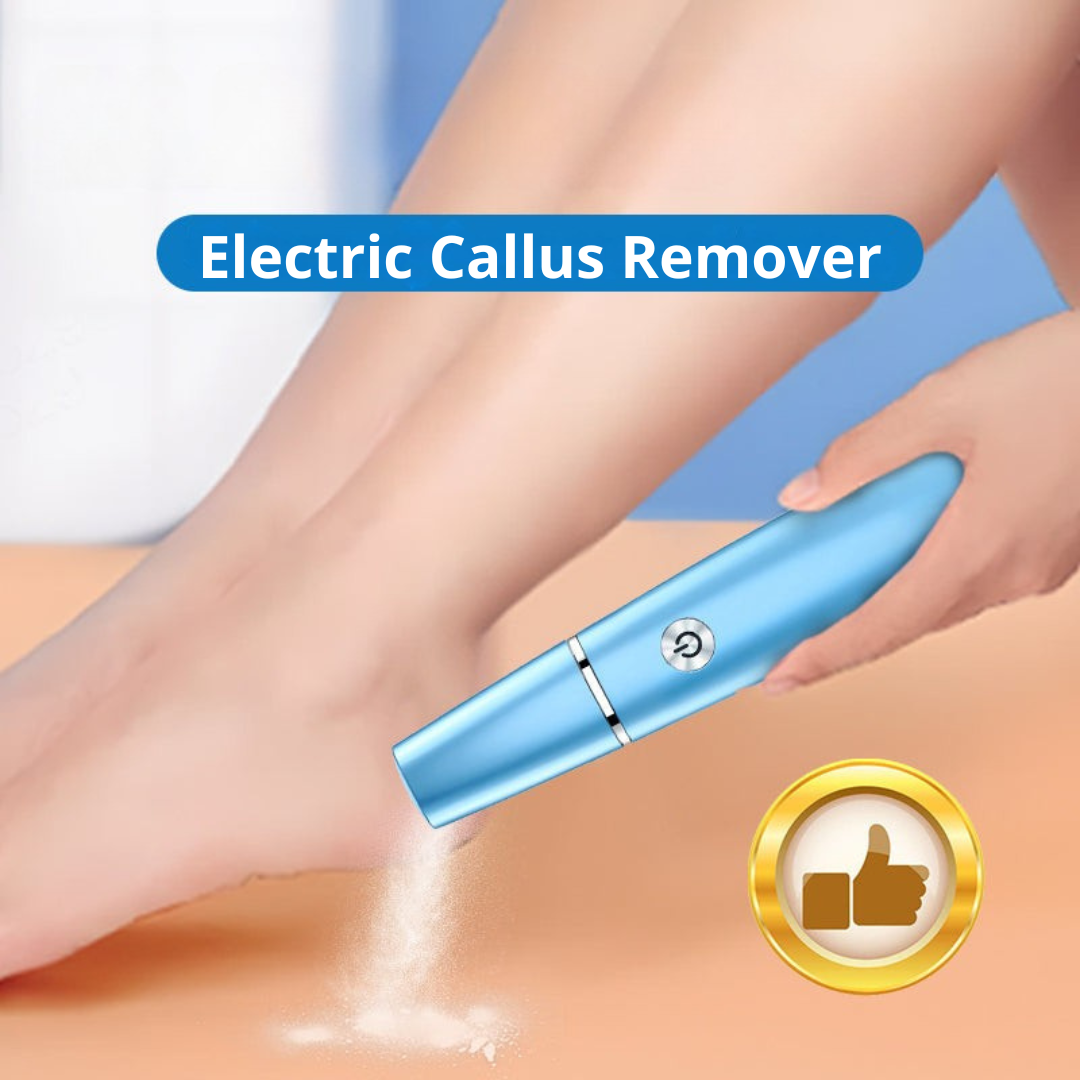 Handheld electric callus remover with capped top and power button