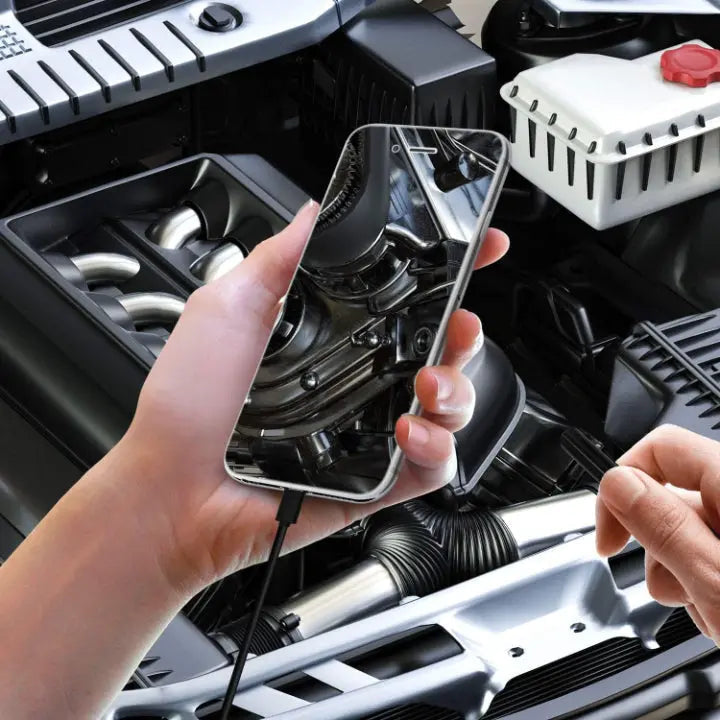 Black USB borescope camera with flexible inspection cable and connector