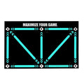 Black football training mat with turquoise arrows and numbered drill positions