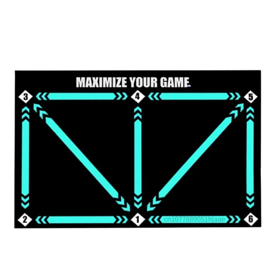 Black football training mat with turquoise arrows and numbered drill positions