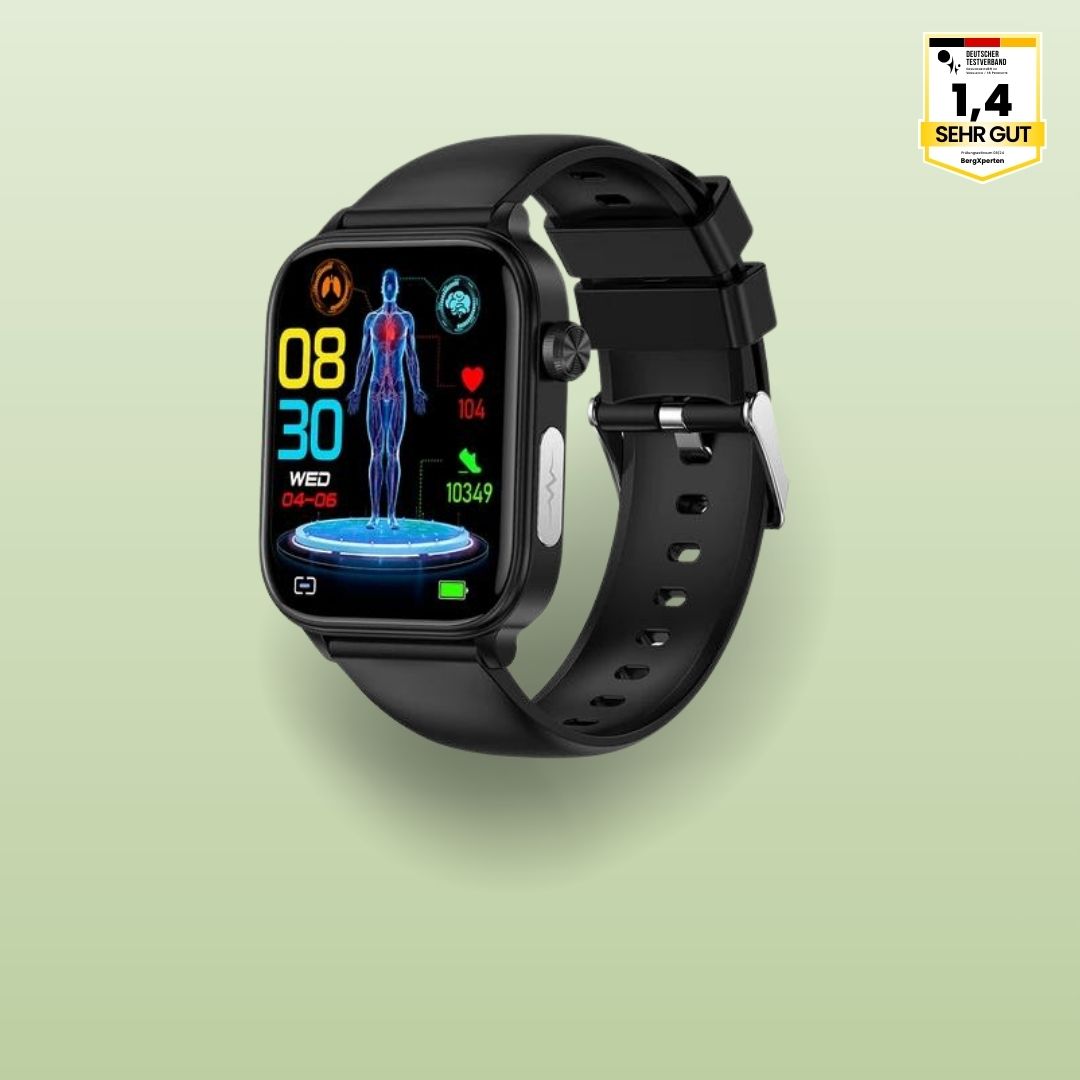 Smartwatch with rectangular digital display and adjustable watch strap
