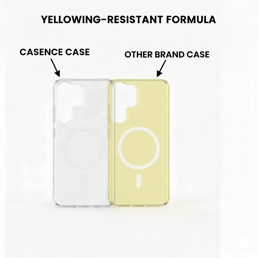 Clear MagSafe case for Samsung Galaxy S21 Ultra with camera cutout and circular magnetic ring