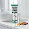White ceramic tile repair paste tube with nozzle spatula and sandpaper