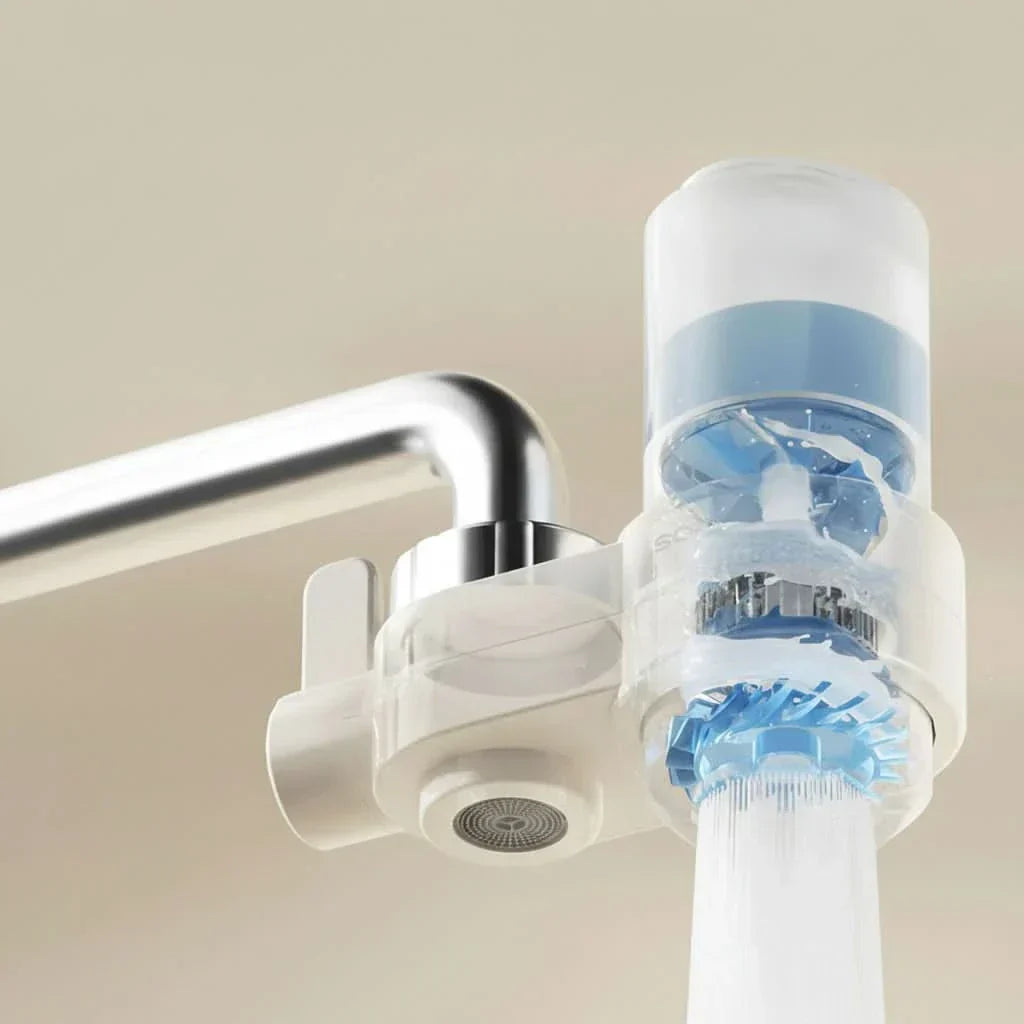 White kitchen faucet attachment with soap dispenser sponge holder and handheld sprayer