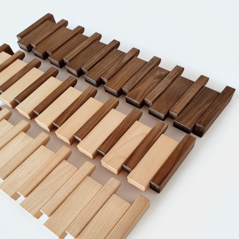 Wall-mounted solid wood coat rack with folding hooks