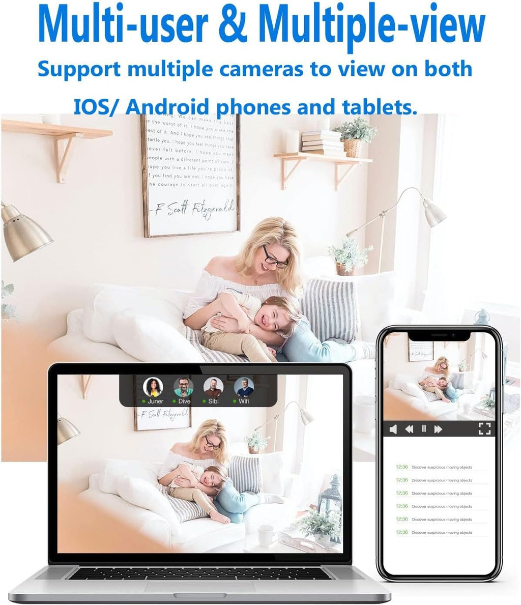 Compact black WiFi security camera with wide-angle lens