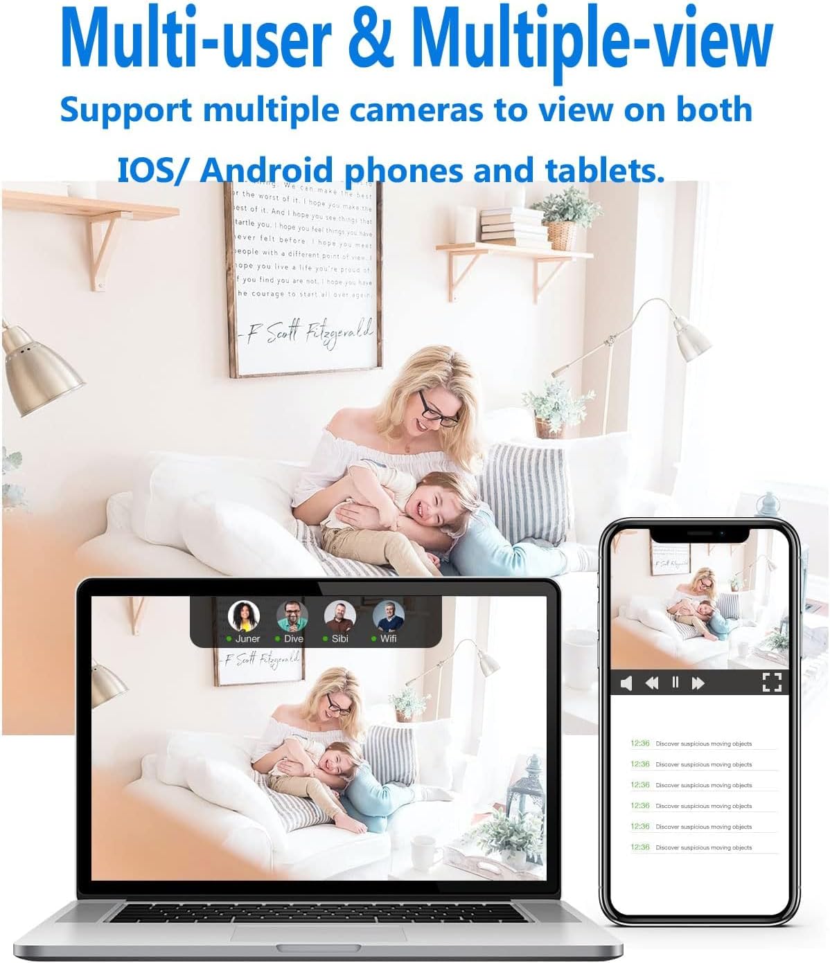 Compact black WiFi security camera with wide-angle lens