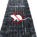 Black rectangular rodent pest control mat with a red prohibition symbol