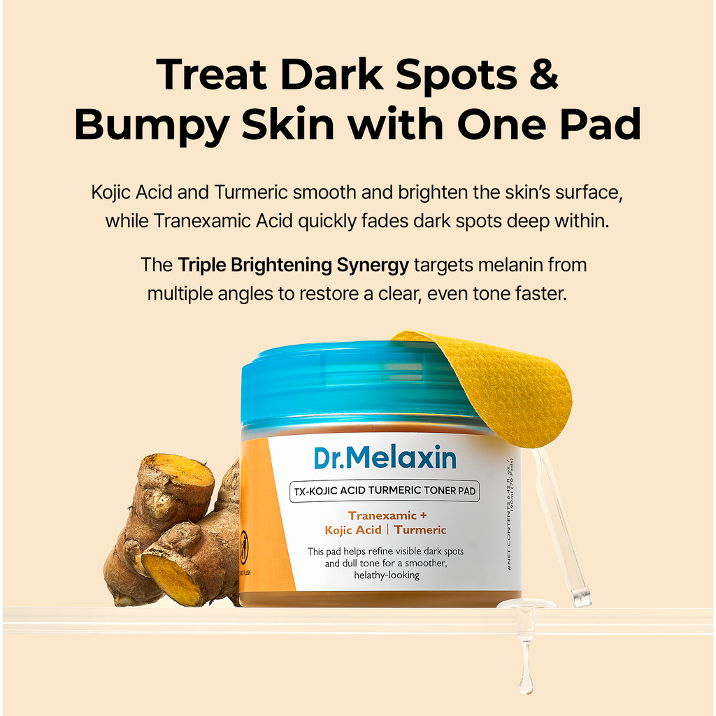 Kojic acid skincare set with soap, spray, toner pads, serum and creams