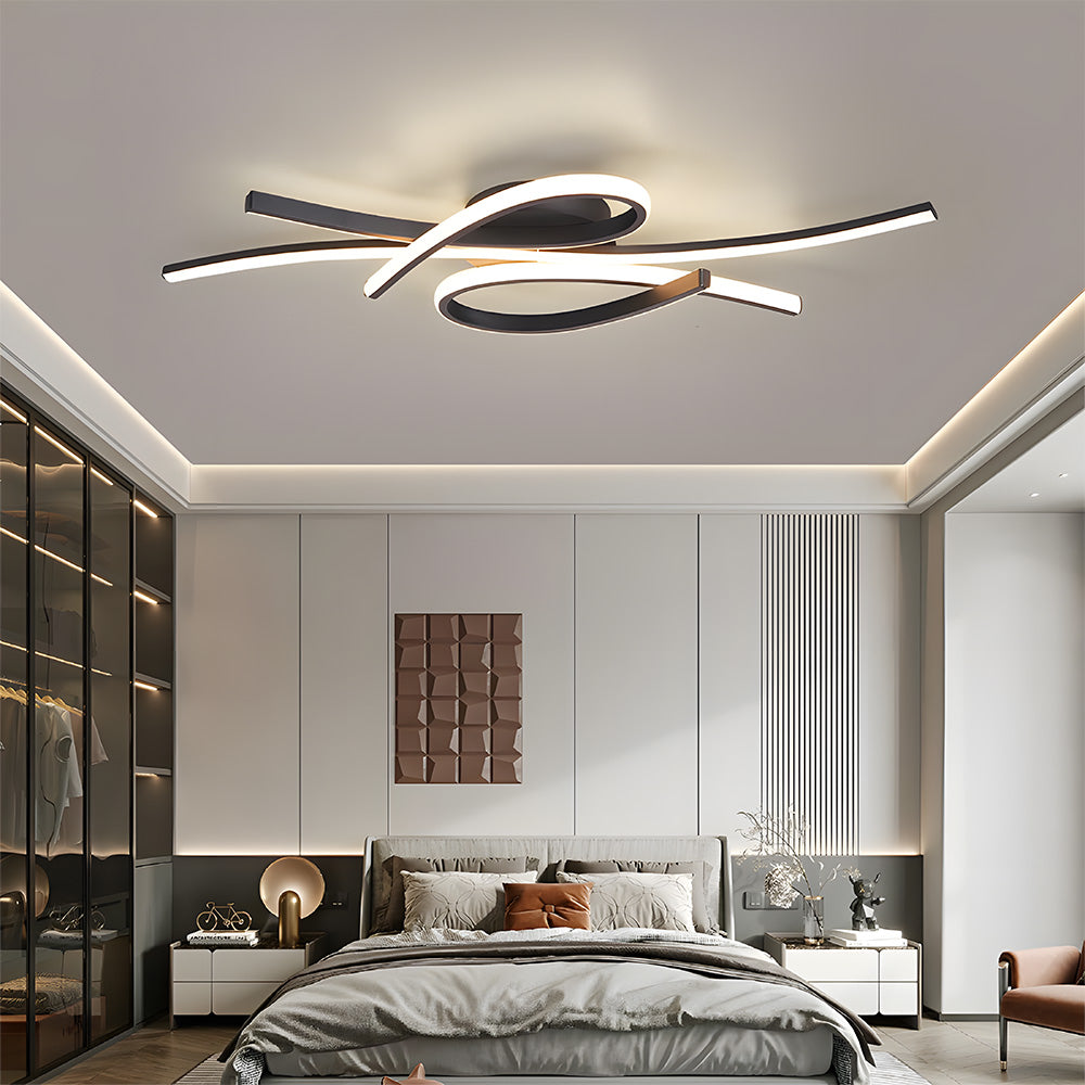 Modern semi flush ceiling light with curved illuminated strips
