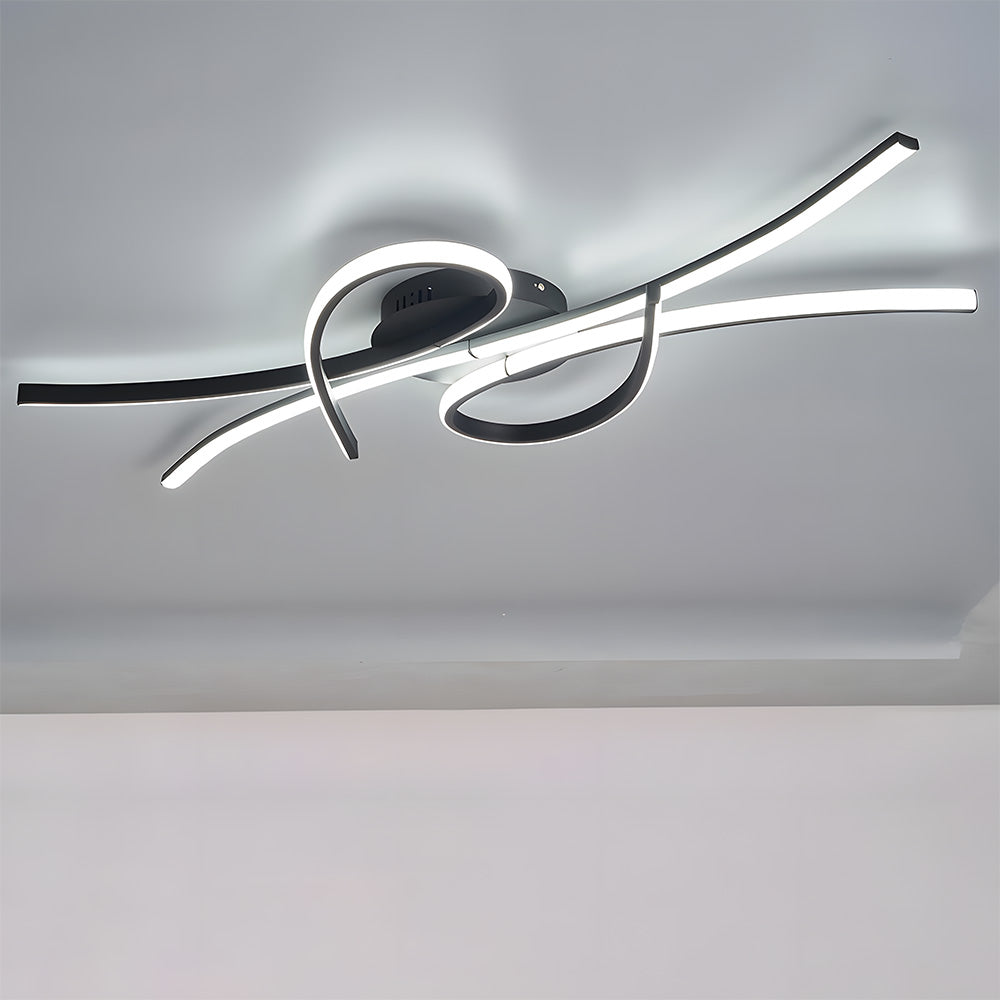 Modern semi flush ceiling light with curved illuminated strips
