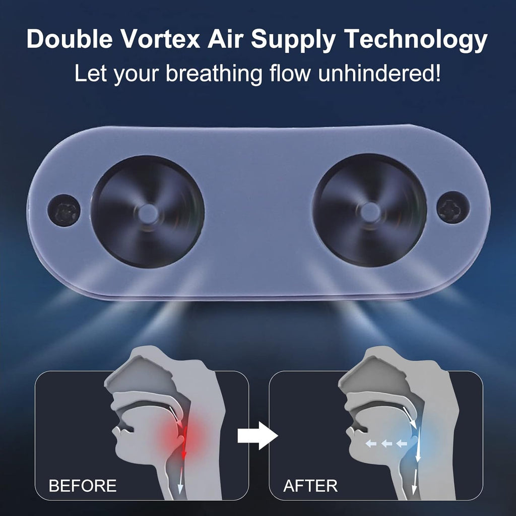 Blue compact nasal airflow device with two visible fan openings