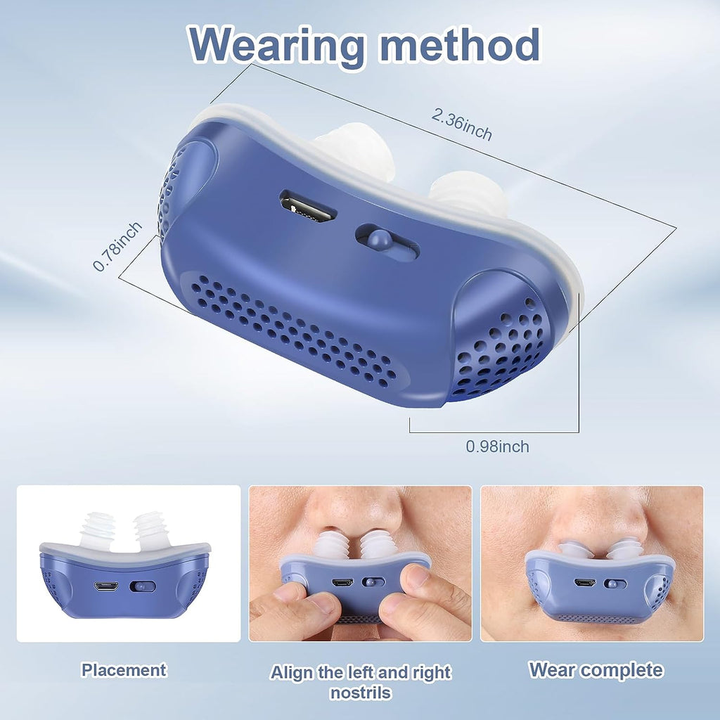 Blue compact nasal airflow device with two visible fan openings